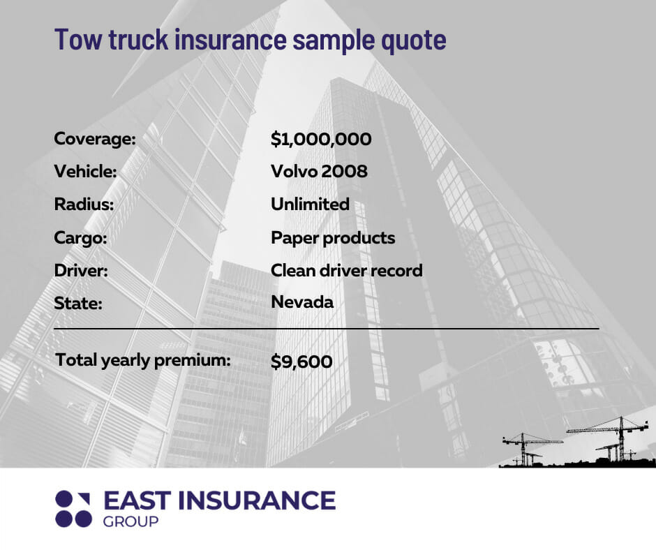 Tow truck insurance sample quote