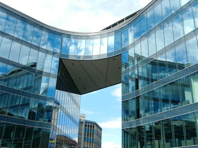 A big, modern, glass building